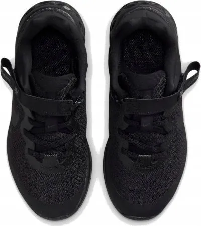 Atlete vrapimi për fëmijë Nike Revolution 6, rrip Velcro, pjesë e sipërme rrjete, të zeza - 5