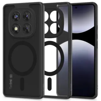 Futere Tech-Protect Magmat MagSafe për Xiaomi Redmi Note 14 Pro 5G, silikon TPU, transparente, e zezë