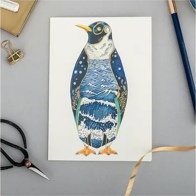 Kartolinë DM Collection A094 B6, pa tekst, me zarf Penguin - 1