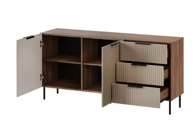 Komodë Cama Meble ALMERA, 156x42x75 cm, 3 sirtarë, walnut cashmere - 2