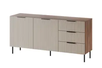Komodë Cama Meble ALMERA, 156x42x75 cm, 3 sirtarë, walnut cashmere