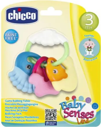 Lodër për dhëmbëzim Chicco Sea Rattle 05956, me zile, shumëngjyrëshe