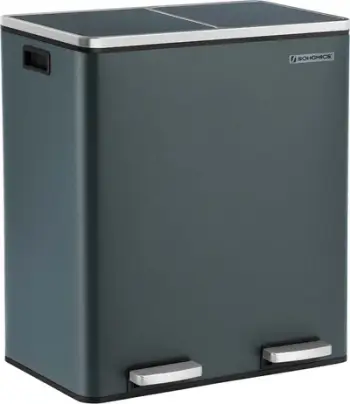 Kosh riciklimi SONGMICS 2 x 30L, çelik inox, me pedale, gri