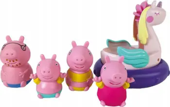 Lodër banjoje TOMY Toomies Peppa Pig, set shtrydhëse me ujë, unicorni lundrues, shumëngjyrëshe