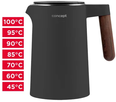Ibrik elektrik Concept RK3305, 1.5L, kontroll temperature, gri e errët - 4