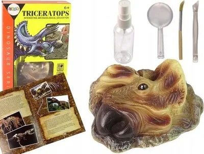 Set edukativ për gërmime dinozauri Triceratops, fosil realist, për fëmijë 6+ - 1