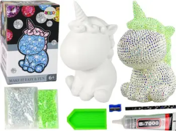 Set kreativ unikorn DIY me diamante, kristale dekorative, i gjelbër