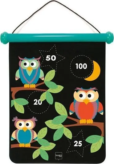 Lojë me shigjeta magnetike SCRATCH Owl Medium, dizajn buf, shumëngjyrëshe - 2