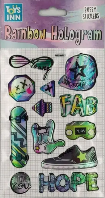 Ngjitëse dekorative Stnux Stickers Rainbow Hologram Fab, holografike, shumëngjyrëshe