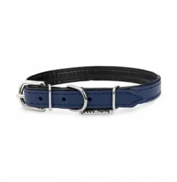 Qafore qeni Barry King, lëkurë natyrale, 16mm 45cm, blu navy dhe e zezë