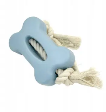Lodër për qen Mr. Pretzel Rubber Chew Bone, gomë me litar, 12 cm, shumëngjyrëshe