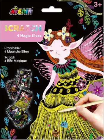 Set kreativ Avenir Scratch 4 Magical Elves, 4 figura, shumëngjyrëshe