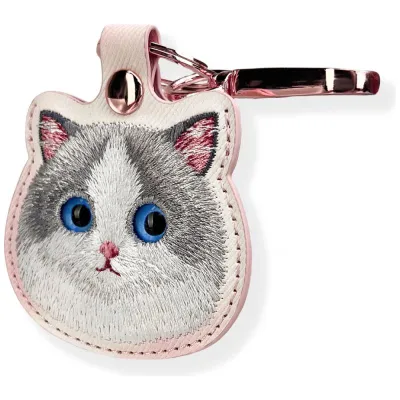 Mbajtëse AirTag Nimmy Big Eyed Pet 2.0 Cat, për qafore dhe çelësa, rozë - 2