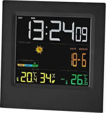 Stacion moti Nedis SASWS510BK, sensor wireless, ekran LED me ngjyra, i zi