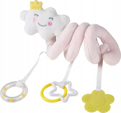 Lodër spirale për karrocë Doudou Cloud, 17cm, me aktivitet dhe grykëse, rozë - 1
