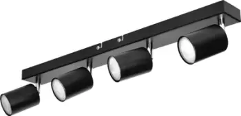Lampë tavanore LED, 4x GU10, e rregullueshme, e zezë