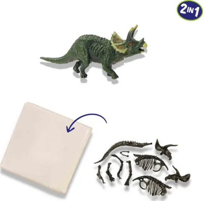 Set gërmimi dinosaurësh SES Creative 2 në 1 Triceratops, skelet dinosaur, për fëmijë - 4