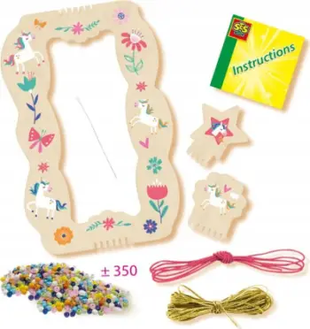 Set kreativ SES Creative 14745 Glass Beads Bracelets, tezgjah druri, për fëmijë 6+, shumëngjyrësh