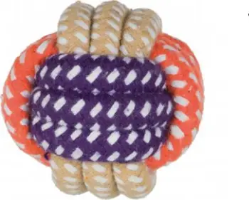 Lodër top me litar për qen Trixie Rope Ball, 6 cm, shumëngjyrëshe
