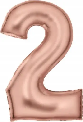 Balonë me folie numri 2, 86 cm, satin rose gold
