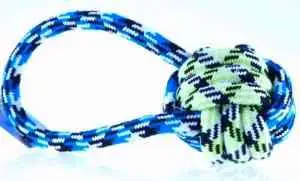 Lodër për qen Yarro International Rope Toy, top me litar pambuku, 27 cm, me dorezë