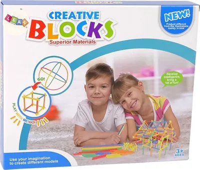 Lodra konstruktive me shkopinj plastikë, set ndërtimi, shumëngjyrëshe - 3