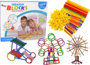 Lodra konstruktive me shkopinj plastikë, set ndërtimi, shumëngjyrëshe