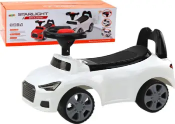Makina Ride-On Leantoys QX-3396, me mbështetëse dhe borie, e bardhë