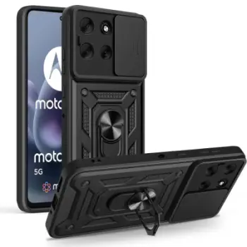 Mbështjellës telefoni Tech-Protect Camshield Pro për Motorola Moto G86 5G, unazë rrotulluese, mbrojtës kamere me rrëshqitje, i zi