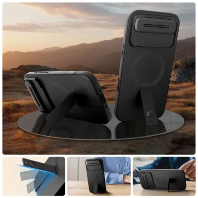 Mbrojtëse telefoni Tech-Protect Kevlar Aura MagSafe për iPhone Air, me stand, e zezë - 4