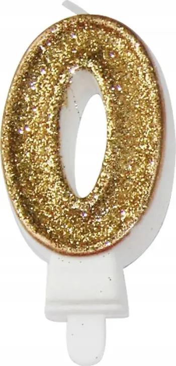 Qiri dekorativ numër 0 Premium, 7.5cm, me shkëlqim, ngjyrë ari