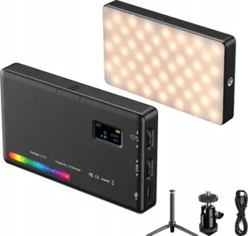 Dritë LED Apexel APL FL07, 140 RGB, bateri 3100 mAh, me tripod, e zezë