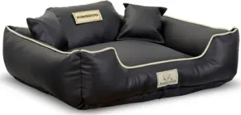 Shtrat për qen Kingdog Playpen, 100x75 cm, lëkurë eco, i zi