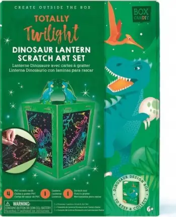 Set kreativ Box Candiy Lantern Scratch Art Totally Twilight Dinosaur, fanar 3D, dritë LED, shumëngjyrësh