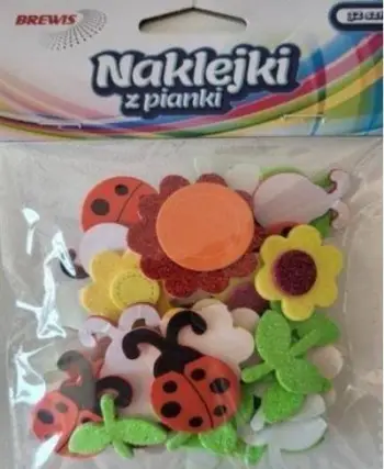 Stikera shkumë Brewis Flowers and Ladybugs, 32 copë, shumëngjyrëshe