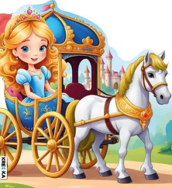 Libër ngjyrosjeje Carriage With Princess, me ngjitëse, me shkëlqim