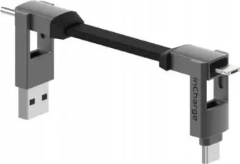 Kabllo univerzale karikimi InCharge 6, USB USB C Micro USB Lightning, gri Mercury