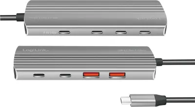 Hub USB LogiLink USB 3.2 Gen2, 7+1 porta, PD 100W, alumini - 4