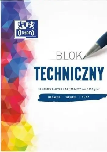 Bllok teknik Oxford Technical Pad A4, 250 g, 10 fletë, i bardhë