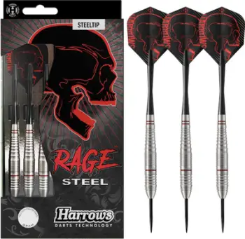 Shigjeta dart Harrows Rage Steel, majë çeliku, set profesional, të kuqe