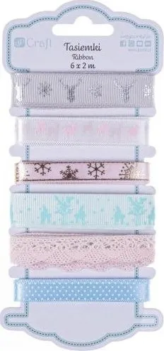 Set shirita dekorativë Craft Frosty Pastels, 6x2m, sateni dhe grosgrain, shumëngjyrësh pastel - 1