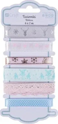 Set shirita dekorativë Craft Frosty Pastels, 6x2m, sateni dhe grosgrain, shumëngjyrësh pastel