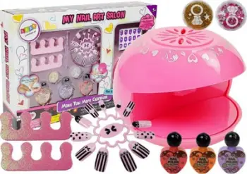 Set manikyri për fëmijë Lean Sport Nail Making Set Dryer Glitter, me tharëse, llakë dhe shkëlqyes, shumëngjyrësh