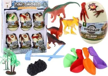 Set kreativ arkeologjik për fëmijë Creative Ice Eggs With Dinosaurs, 6 vezë, dinosaurë plastikë, shumëngjyrësh