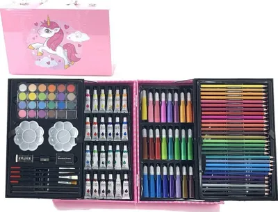 Set artistik për fëmijë Leantoys Artistic Set in Suitcase, 145 pjesë, valixhe rozë me njëbrirësh - 2