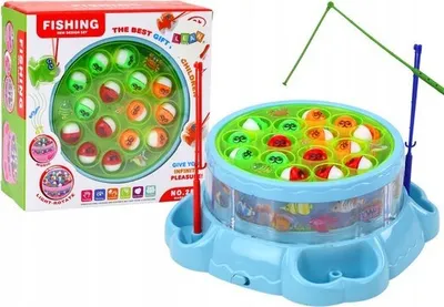 Loja peshkim me drita dhe tinguj Game Fishing Rods, me muzikë, blu - 1
