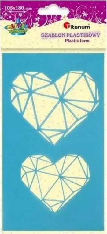 Shabllon plastik Titanum Hearts Mix, 10.5 x 18 cm, forma zemër, transparent