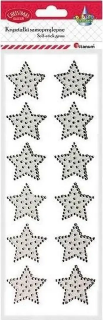 Sticker dekorativ Titanum Foil Stickers Stars, 40mm, 12 copë, të bardhë
