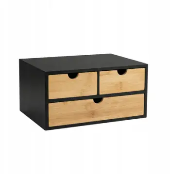 Organizues tavoline BOXIMO Bamboo, 3 sirtarë, 32x25x16 cm, i zi