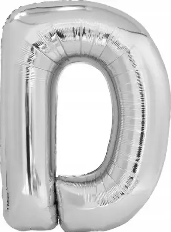 Balonë shkronjë D Amscan, 86 cm, folie, argjendtë